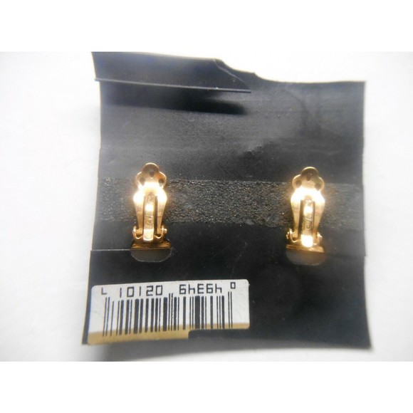 Vintage Swarovski Savvy Collection Gold Dark Green Crystal Clip-on Earrings - Picture 2 of 2